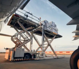 Air freight being loaded onto a cargo plane at Perth airport in Australia